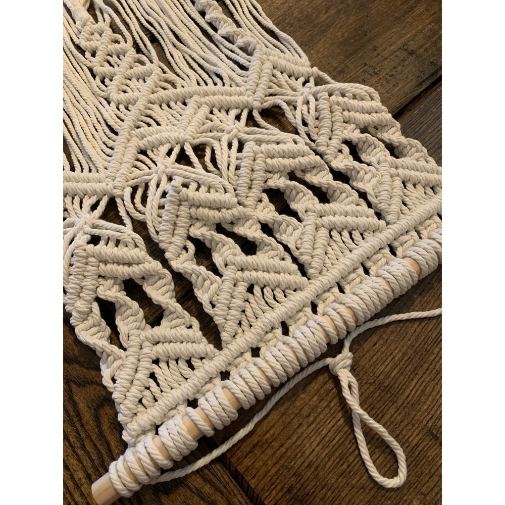 Macrame Woven Wall Hanging 28" Boho Home Chic Bohemian Geometric Art - Picture 8 of 8